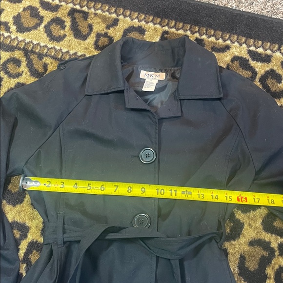 MK&M Black Cropped Trench Coat Belted Short Jacket Size Small – Trending Style - Picture 3 of 6